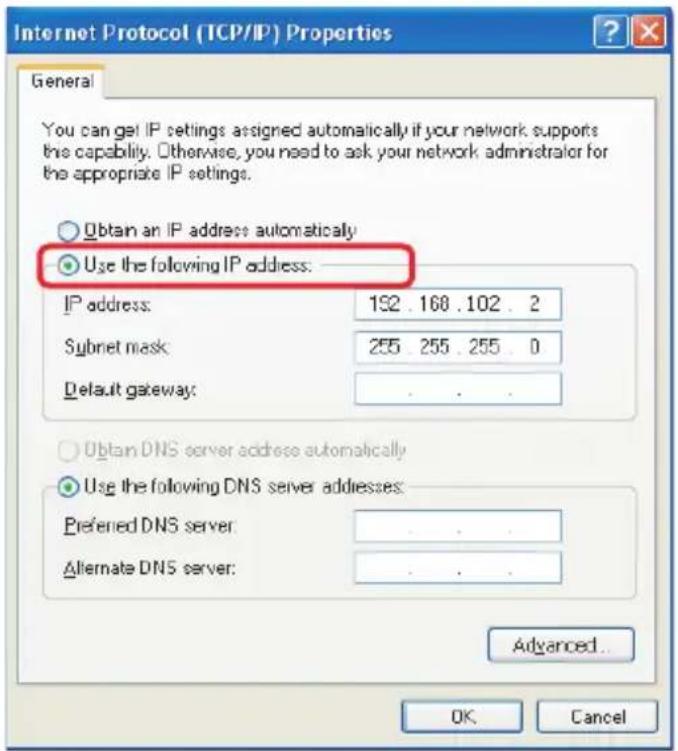 PANASONIC KX-WP1050 - Select [Use the following IP address:]. - 1