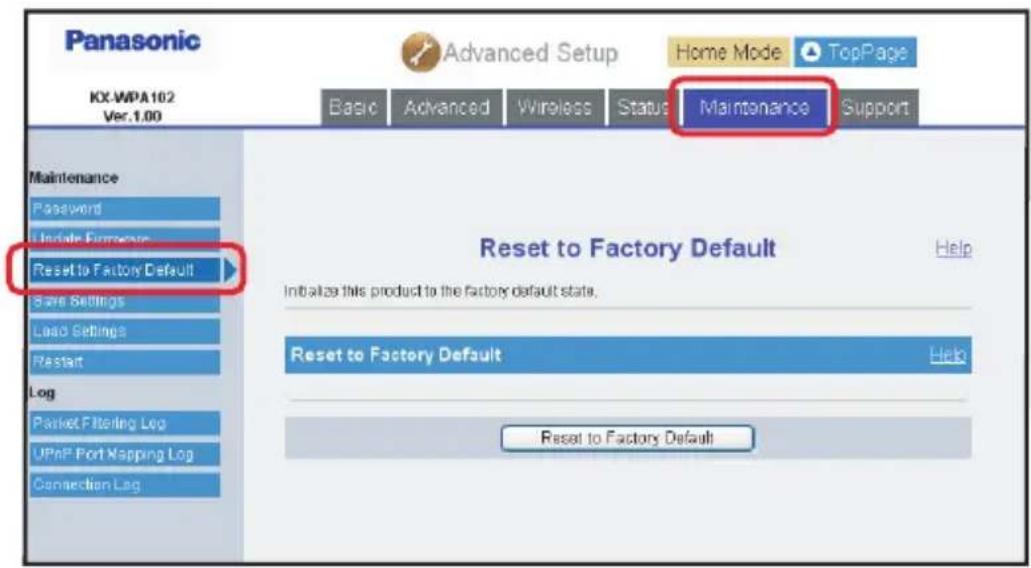 PANASONIC KX-WP1050 - Reset to Factory Default: - 1