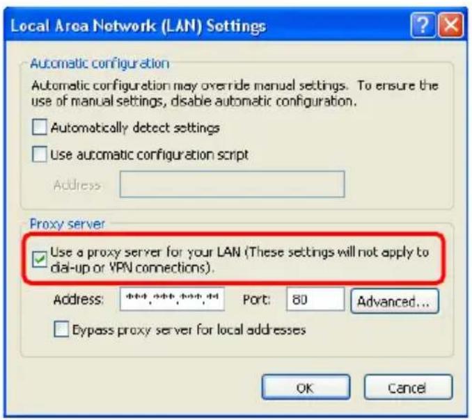 PANASONIC KX-WP1050 - Changing the proxy server settings on Web browser - 3