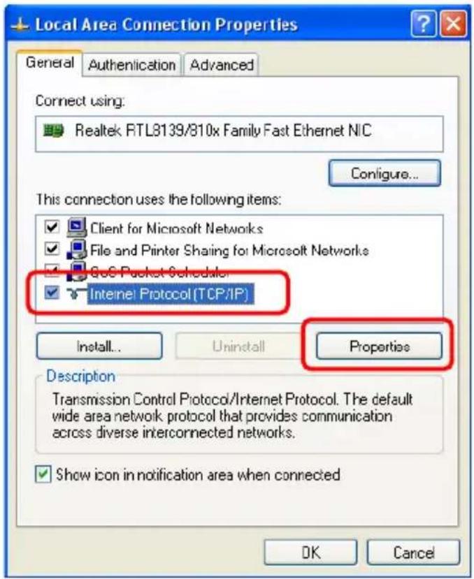 PANASONIC KX-WP1050 - Select [Internet Protocol (TCP/IP)], then click [Properties]. - 1