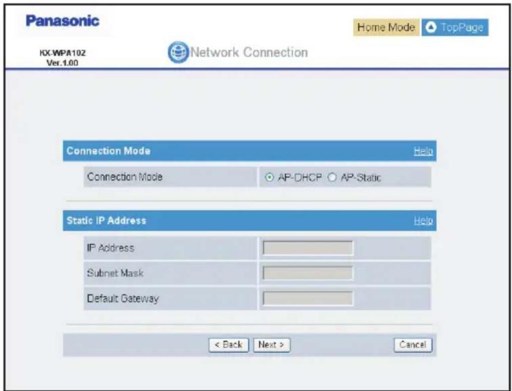 PANASONIC KX-WP1050 - Configuring the Internet connection settings - 4