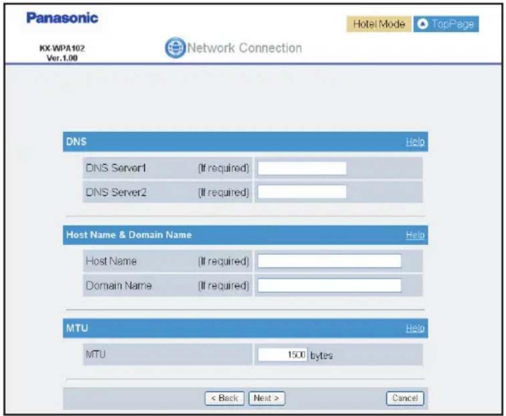 PANASONIC KX-WP1050 - Configuring the Internet connection settings - 1