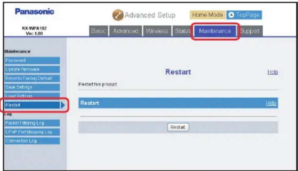 PANASONIC KX-WP1050 - Restart: - 1