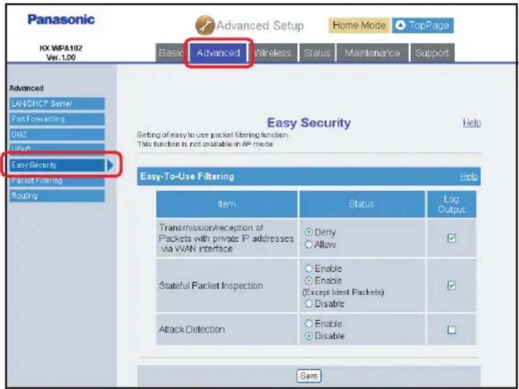 PANASONIC KX-WP1050 - Easy Security: - 1