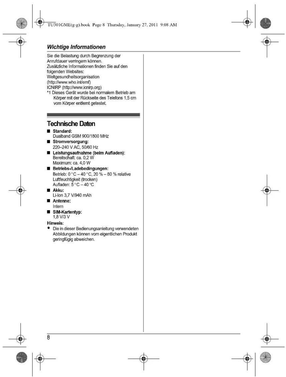 PANASONIC KX-TU301GME - SAR - 3