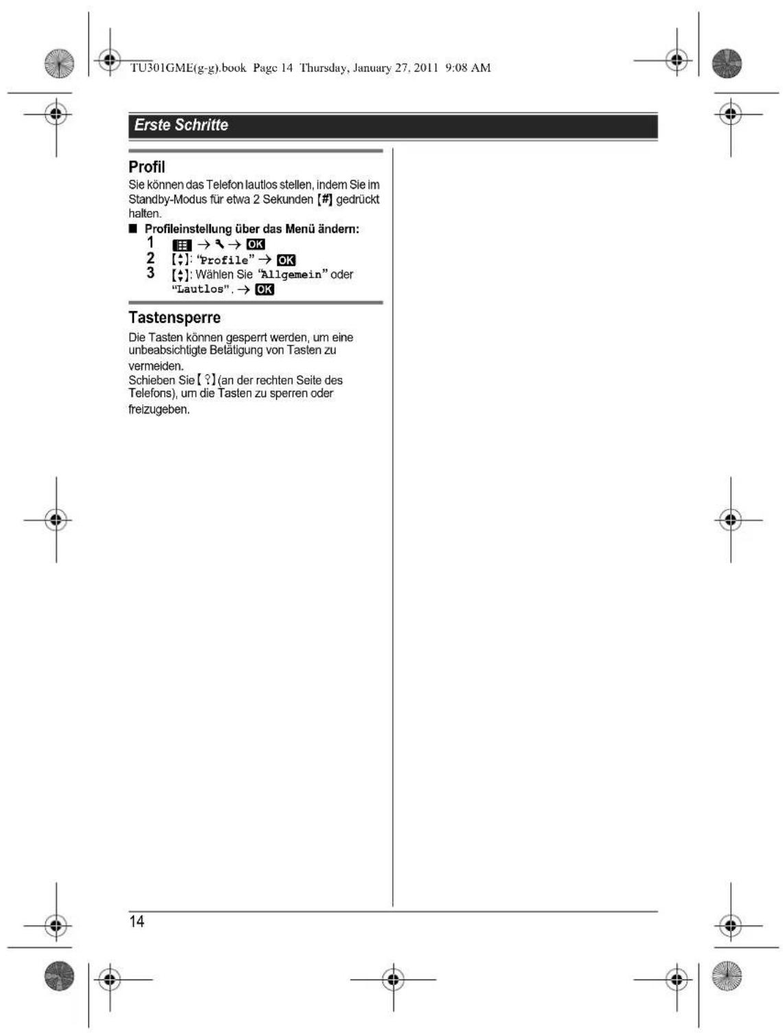 PANASONIC KX-TU301GME - Hinweis: - 1
