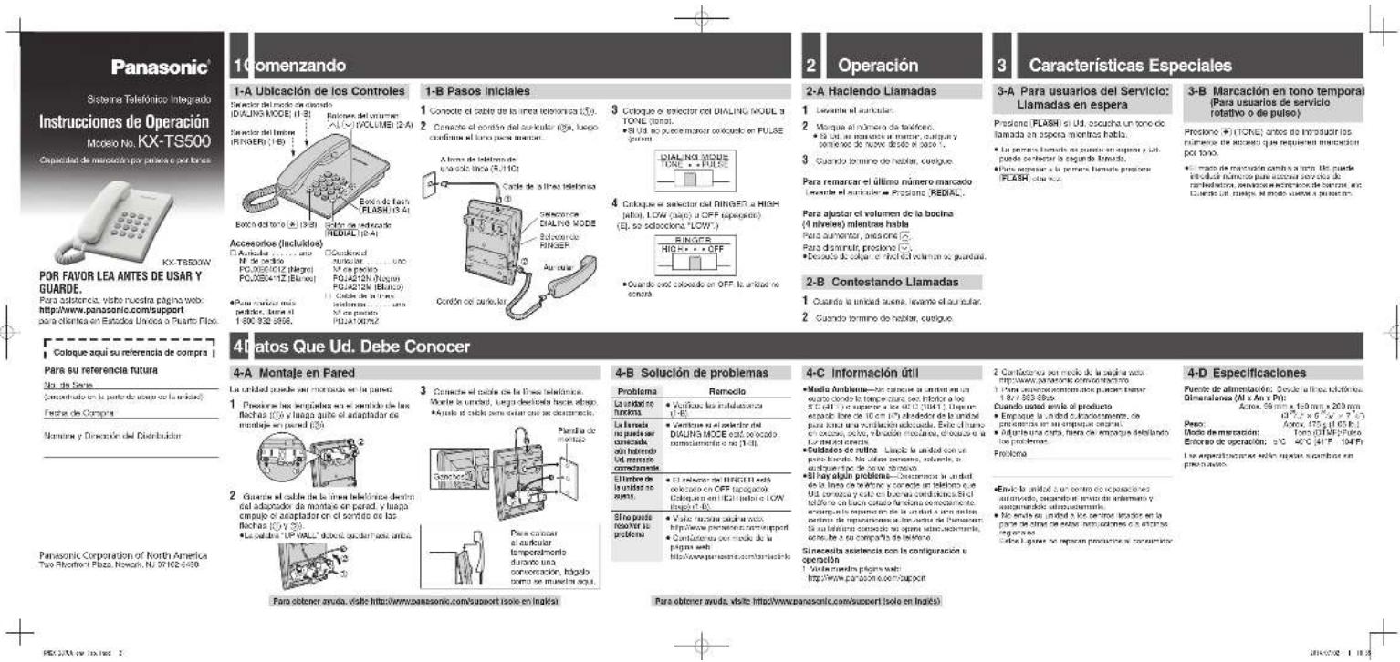 PANASONIC KX-TS500HGB - 3-BTemporaryTone Dialing - 3