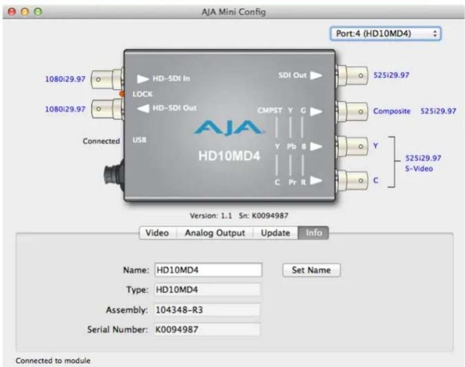 AJA HD10MD4 - Info Tab Screen - 1