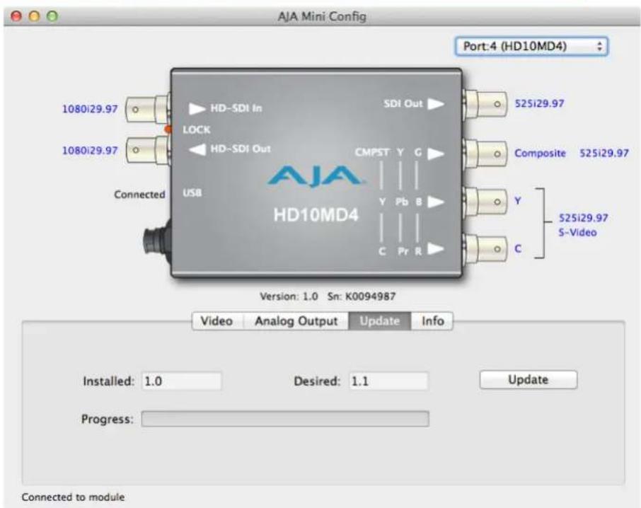 AJA HD10MD4 - Update Tab Screen - 1