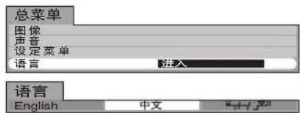 总菜单 图像 声音 设定菜单 语言 输入 语言 English 中文