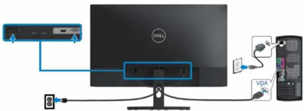 DELL SE2219H - VGA-Kabel anschließen - 1