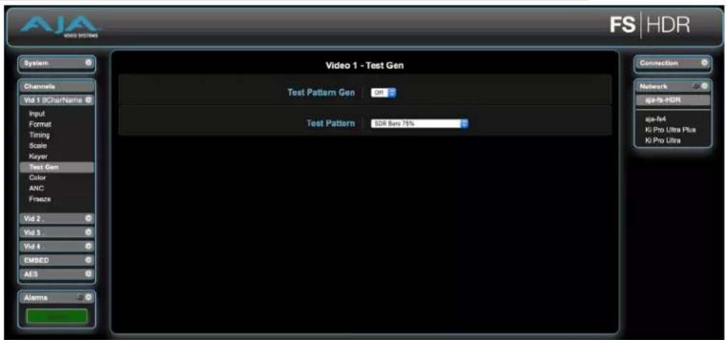 AJA FS-HDR - Test Gen Screen - 1