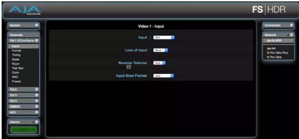 AJA FS-HDR - Input Screen - 1