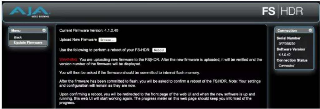 AJA FS-HDR - Uploading and Installing the Software to the FS-HDR - 1