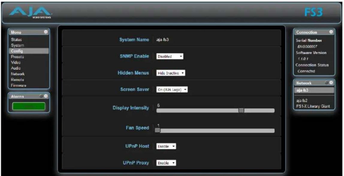 AJA FS3 - Config Screen - 1