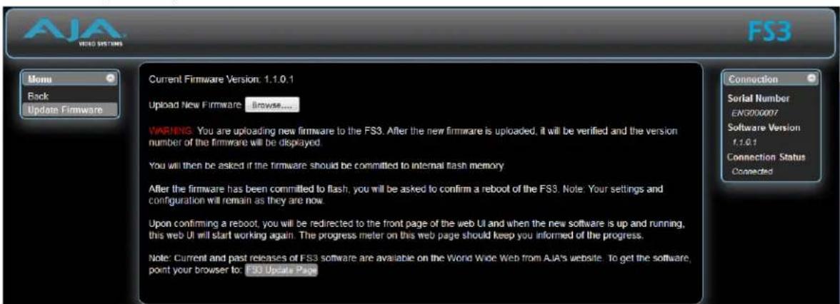 AJA FS3 - Uploading and Installing the Software to the FS3 - 1