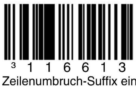 ³ 1 1 6 6 1 3 Zeilenumbruch-Suffix ein