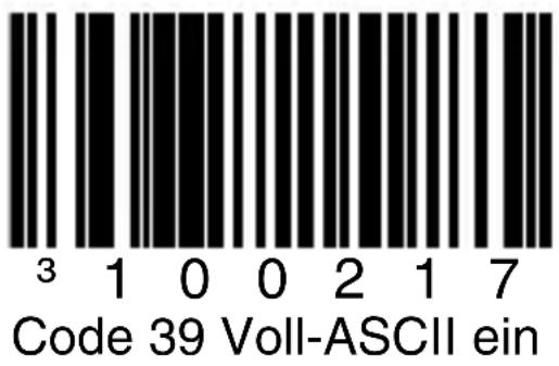 ³ 1 0 0 2 1 7 Code 39 Voll-ASCII ein