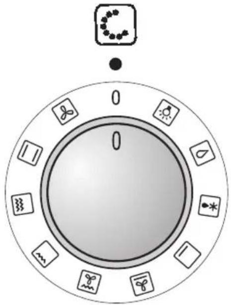 Diagram of a circular device with labeled components including buttons, indicators, and a molecular structure above it.