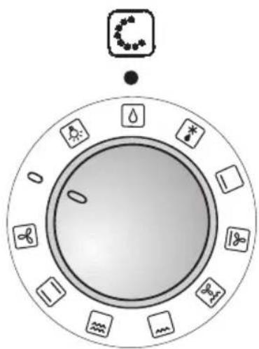 Diagram of a circular device with labeled icons for cleaning, ventilation, and cleaning tools