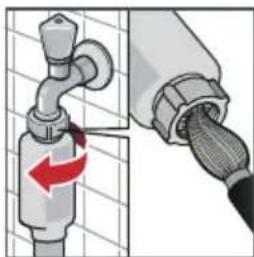 BOSCH WAY28591 - Hierzu zuerst Wasserdruck im Zulaufschlauch abbauen: - 1