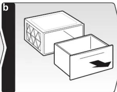Illustration von zwei offenen Kartons mit inneren Mustern, einer mit einem schwarzen Pfeilsymbol (kein Text oder Beschriftungen)