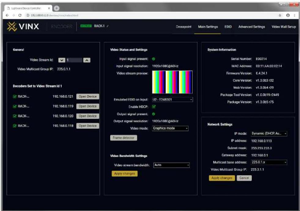 Lightware VINX-110-HDMI-DEC - Video Bandwidth Settings - 1