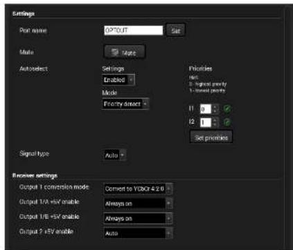 Lightware HDMI20-OPTC-TX220-FOX - Available settings: - 1