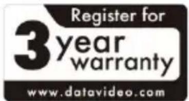 Register for 3year warranty www.datavideo.com
