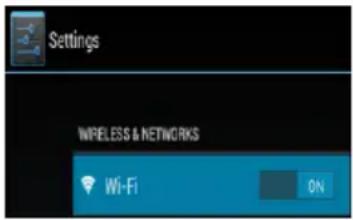Settings WIRELESS & NETWORKS Wi-Fi ON