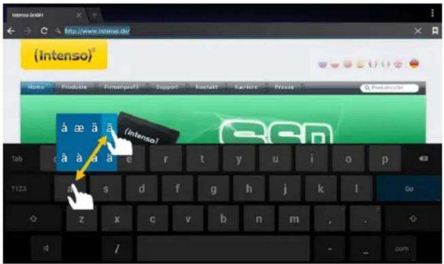 INTENSO TAB 814S - Ввод специальных знаков - 1