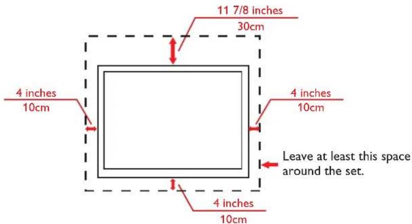 11 7/8 inches 30cm 4 inches 10cm 4 inches 10cm Leave at least this space around the set. 4 inches 10cm
