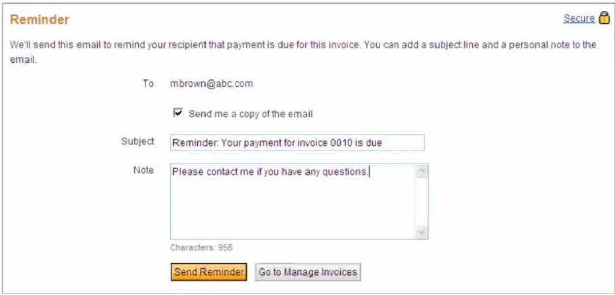 PayPal Invoicing (2010) - Sending a Reminder - 1