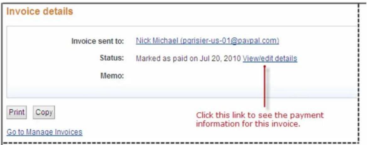 PayPal Invoicing (2010) - Click View/edit details. - 1