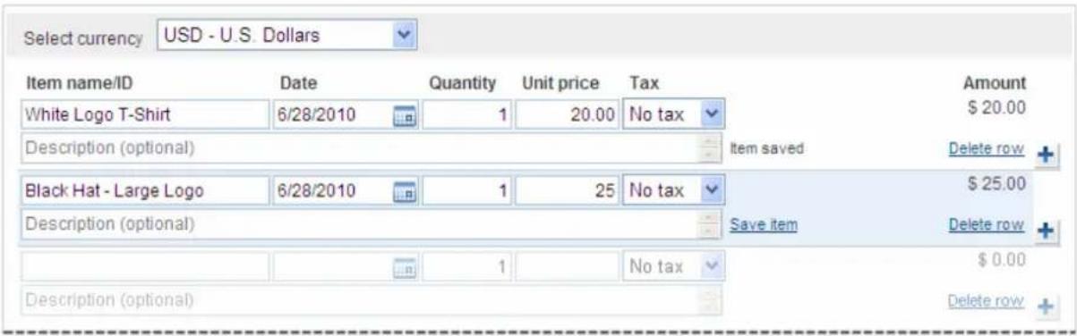 PayPal Invoicing (2010) - Enter the Item name/ID. - 1