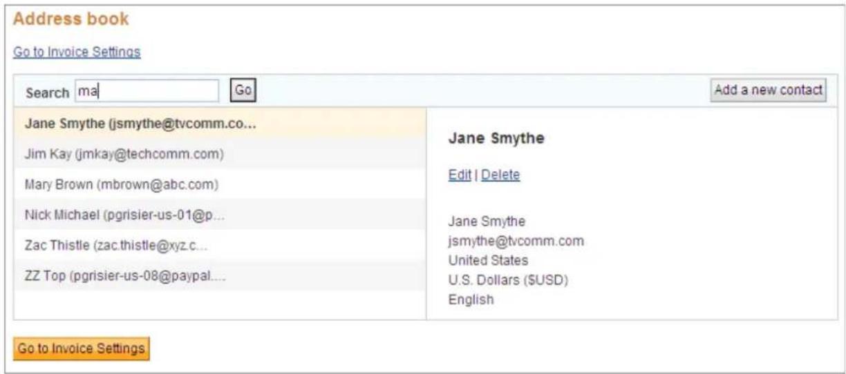 PayPal Invoicing (2010) - Open the Address book. - 1