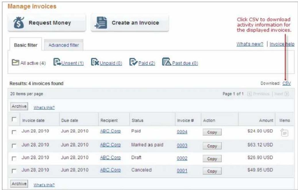 PayPal Invoicing (2010) - Downloading and Opening Invoice Activity - 1