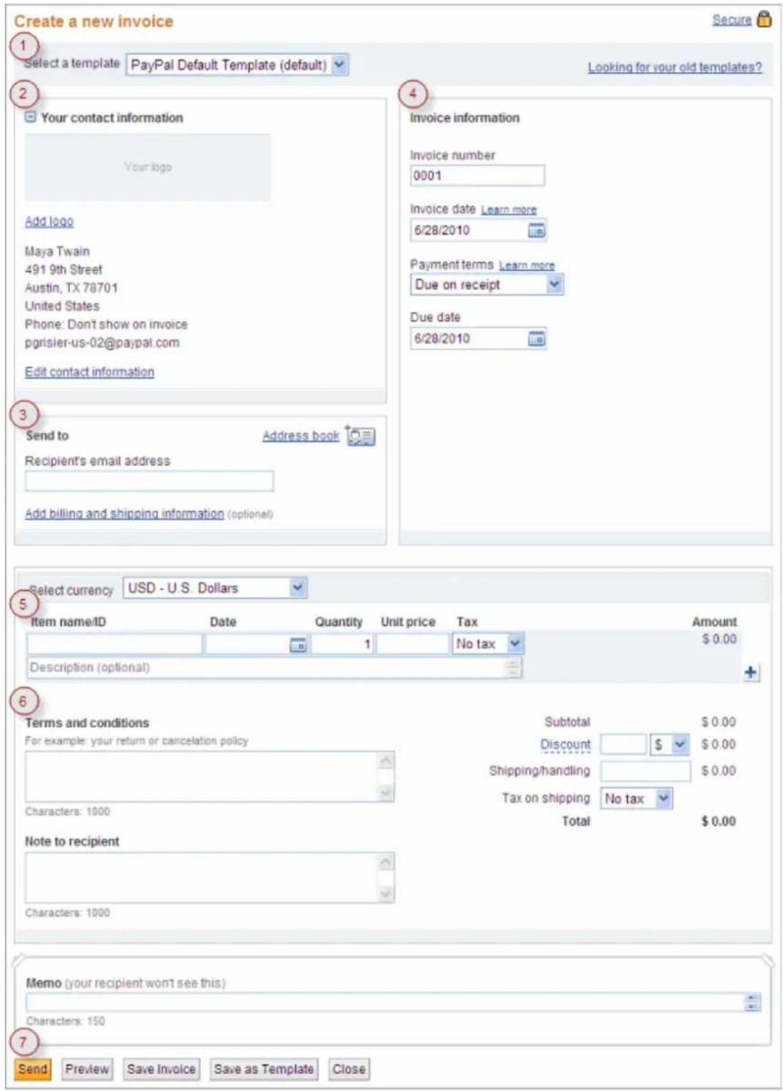 PayPal Invoicing (2010) - Creating Invoices and Entering Details - 1