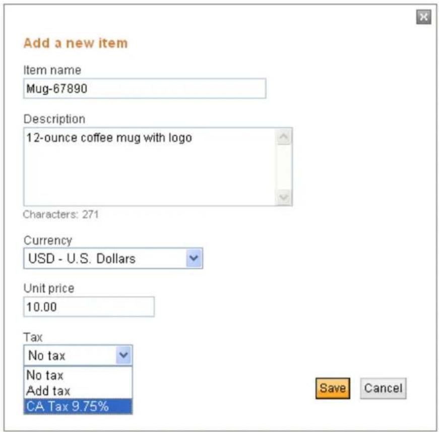 PayPal Invoicing (2010) - Adding an Item in Invoice Settings - 1
