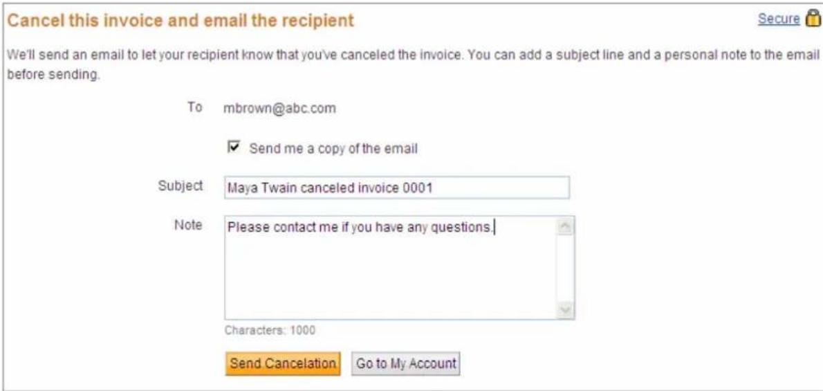 PayPal Invoicing (2010) - Canceling an Invoice from the Manage Invoices Page - 1