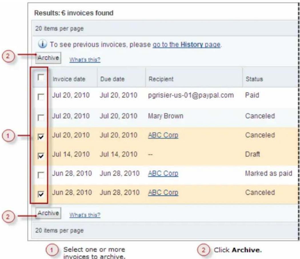PayPal Invoicing (2010) - Archiving an Invoice - 1