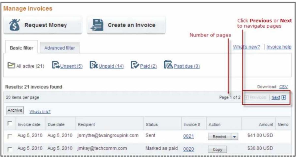 PayPal Invoicing (2010) - About the Manage Invoices Page - 2