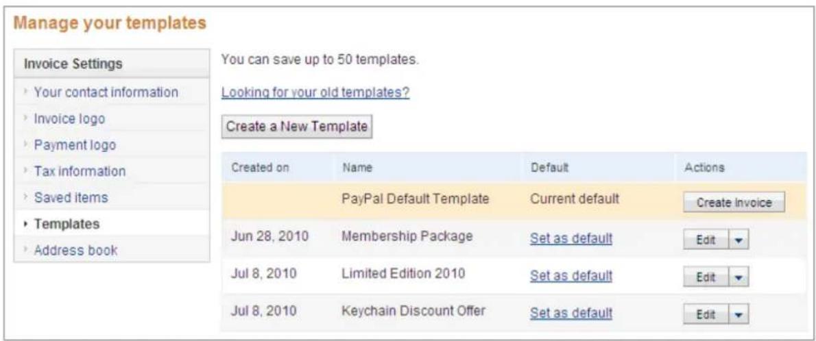 PayPal Invoicing (2010) - About the Manage Your Templates Page - 1