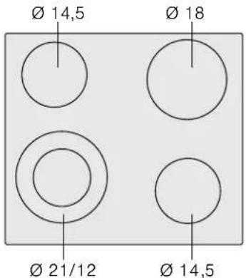 Ø 14,5 Ø 18 Ø 21/12 Ø 14,5