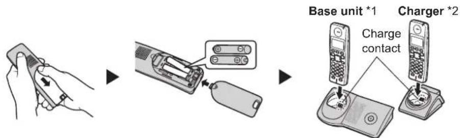 PANASONIC KX-TG7122E - ② Battery installation/ Battery charge (Initial charge: 7 hours) - 1