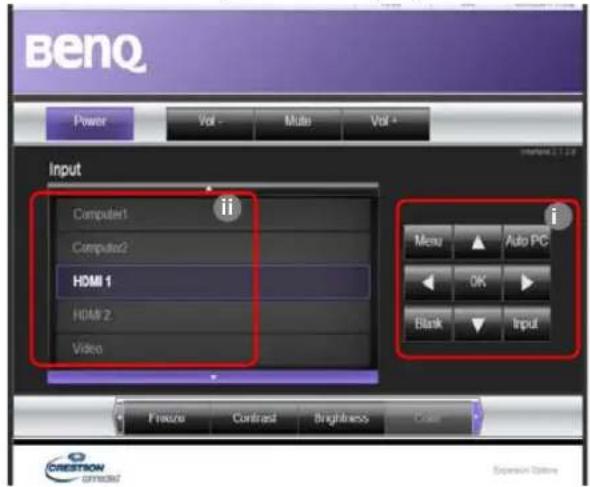 BenQ Power Vol - Multi Vol + Input Computer1 Computer2 HDMI 1 HDMI 2 Video Menu Auto PC OK Blank Input Freeze Contrast Brightness Case CRESTION omitted Expansion Edition
