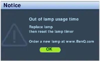 BENQ SU922+ - Timing of replacing the lamp - 3