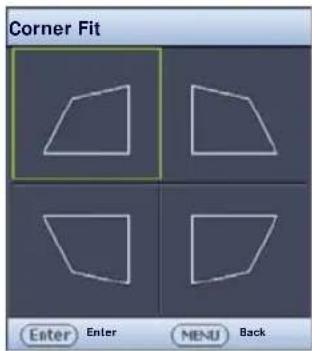 Corner Fit Enter Enter MENU Back