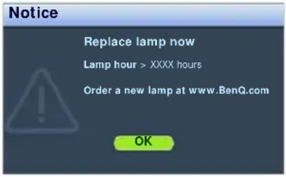 BENQ SU922+ - Timing of replacing the lamp - 4