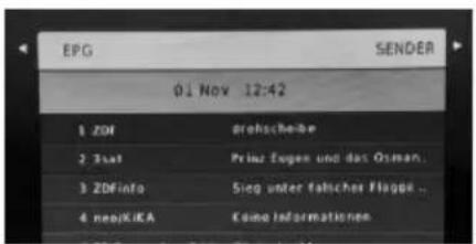 EPG 01 Nov 12:42 1 ZOI 2 Tsat 3 ZOInfo 4 neb/KIKA grebscheibe Prizus Eugen und das Orsman. Sieg unter falsicher Flagge ..